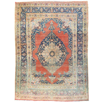 Haji Jalili Tabriz antique 5.7 x 4.1 ft / 174 x 125 cm rug worn to perfection. Wear consistent with age and use.14857